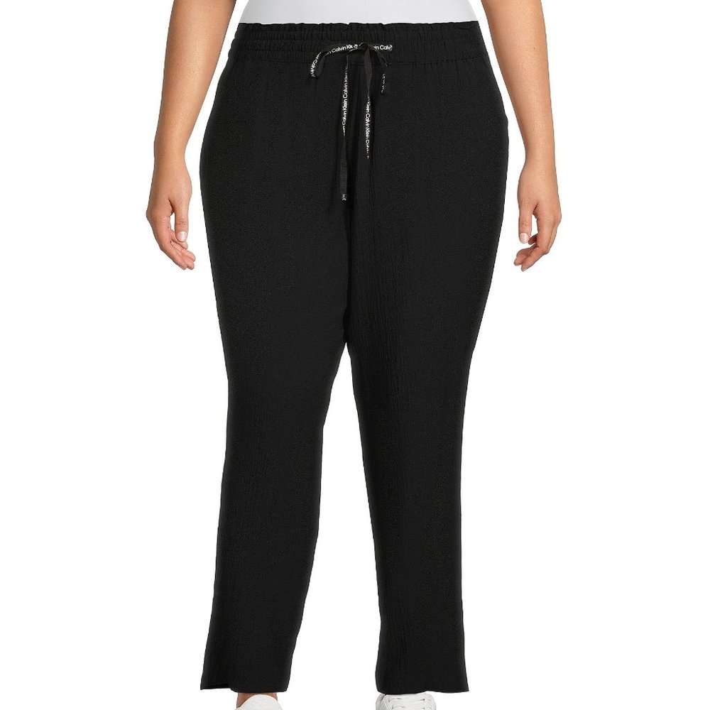 Calvin Klein Black Wide Leg Drawstring Pants